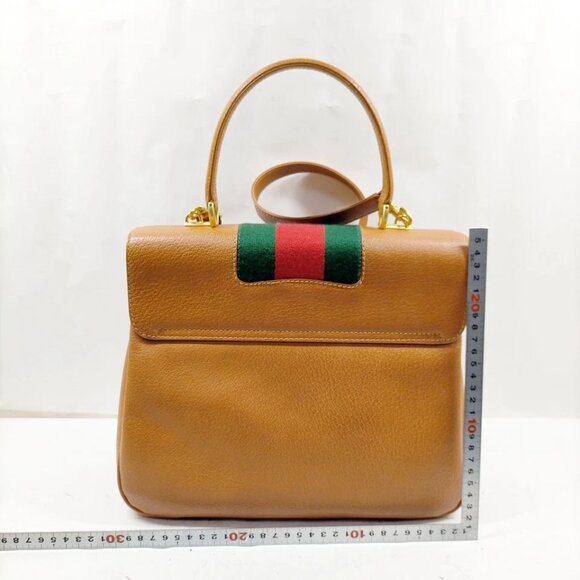 Gucci Hand Bag Sherry Line Brown Leather 778-080525 - Picture 2 of 14